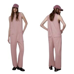 Zara•Taupe Sleeveless Jumpsuit